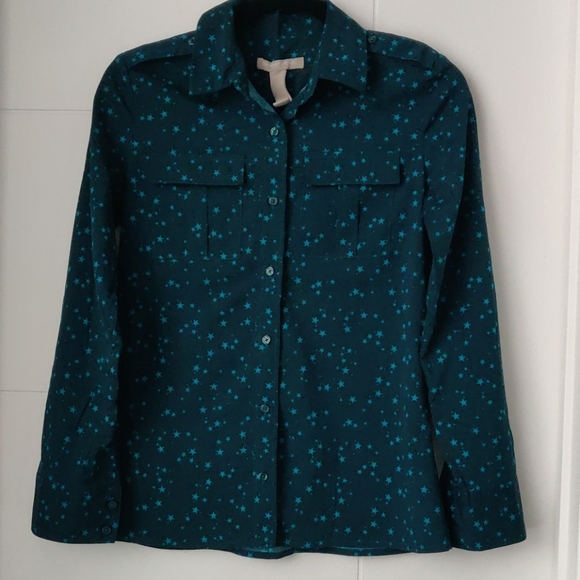 Banana Republic Green Star Blouse - Picture 1 of 3